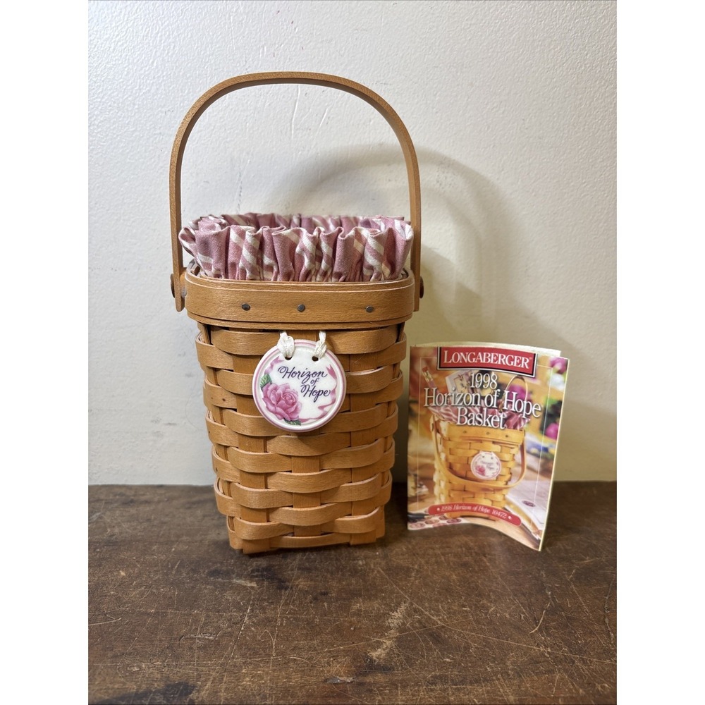 Longaberger Basket 1998 Horizon of Hope Basket Booklet Liner Protector & Tie On